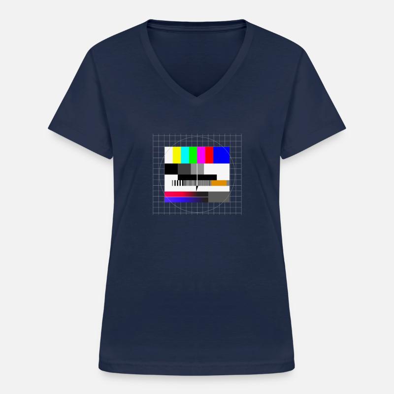 Retro test pattern - Women's V-neck T-shirt - navy