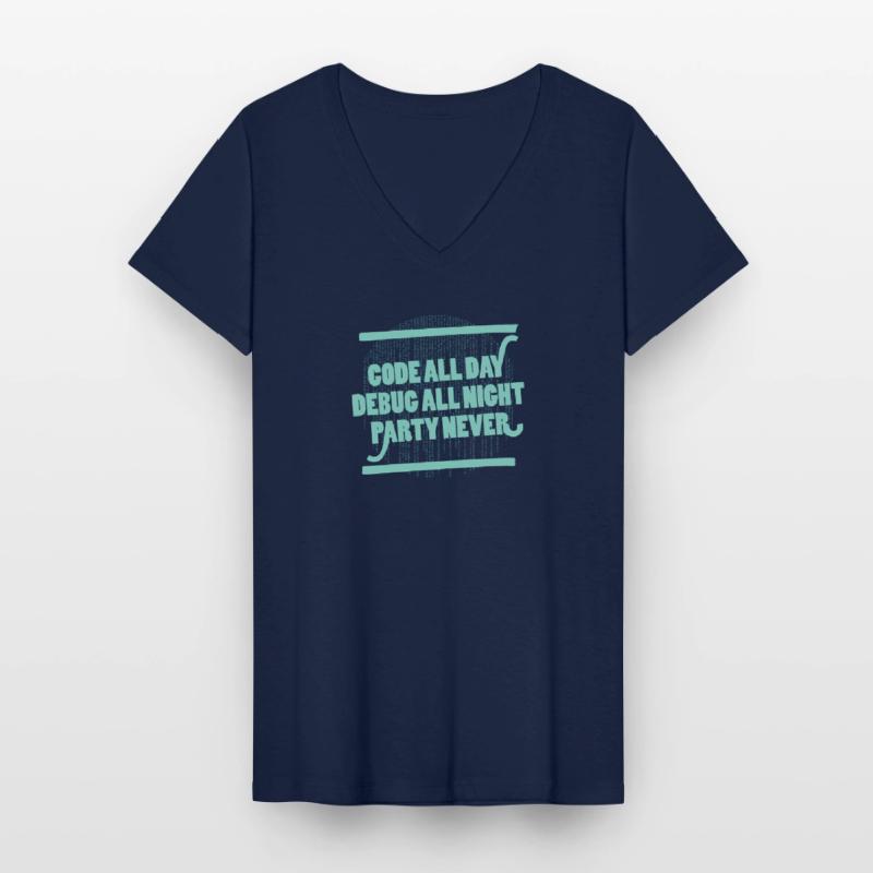 Code All Day Programmer Hacker Computer Code Women's V-neck T-shirt