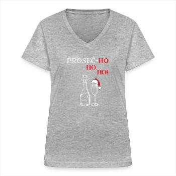 Prosecutor's Office Glasses Santa Hut - Women's V-neck T-shirt - sports grey - Front - Lela (165cm)