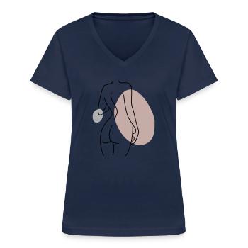 Abstraktes Design Rücken - Frauen-T-Shirt mit V-Ausschnitt - Navy - Vorne - Lela (165cm)