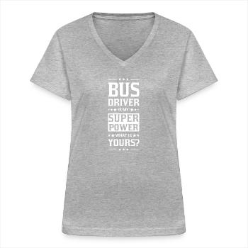 Busfahrer Berufung Beruf Arbeit Geschenk - Frauen-T-Shirt mit V-Ausschnitt - Grau meliert - Vorne - Lela (165cm)