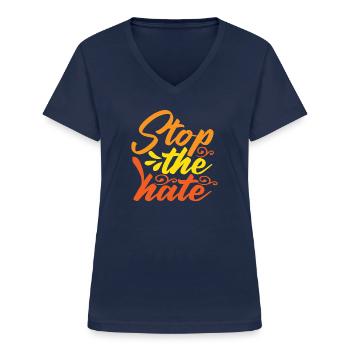 Nationalität Mensch Gegen Rassismus Menschenrechte - Frauen-T-Shirt mit V-Ausschnitt - Navy - Vorne - Lela (165cm)