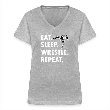 Lutte Lutte Cadeau de lutteur lutteur - T-shirt col V Femme - gris chiné - Devant - Lela (165cm)