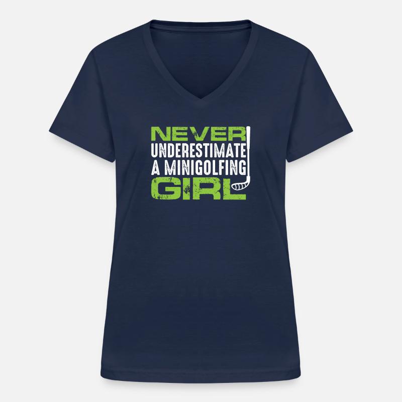 MINIGOLF GOLFER GOLFER GOLFER GOLF PLAYER - Women's V-neck T-shirt - navy