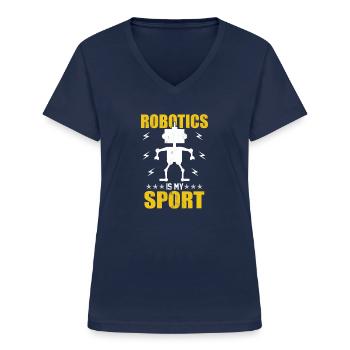 Robot Programmer Automation Technician - Women's V-neck T-shirt - navy - Front - Lela (165cm)