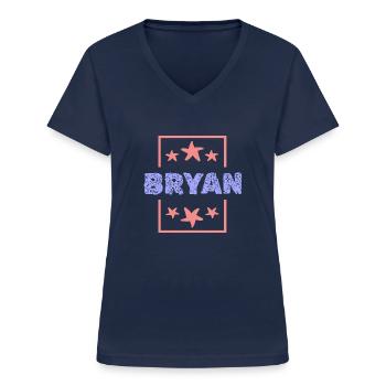 Bryan Bryan - Frauen-T-Shirt mit V-Ausschnitt - Navy - Vorne - Lela (165cm)