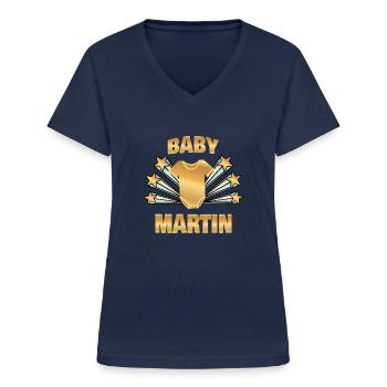 Martin - T-shirt col V Femme - marine - Devant - Lela (165cm)