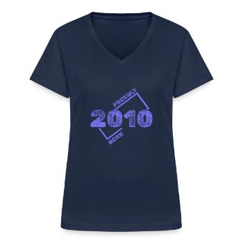 Born in 2010 - Women's V-neck T-shirt - navy - Front - Lela (165cm)