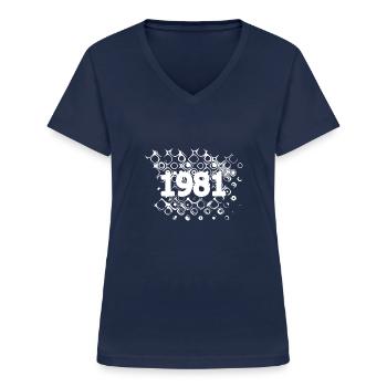 Retro 1981 - Frauen-T-Shirt mit V-Ausschnitt - Navy - Vorne - Lela (165cm)