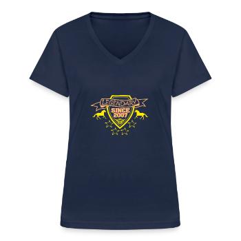 Jahr 2007 - Frauen-T-Shirt mit V-Ausschnitt - Navy - Vorne - Lela (165cm)