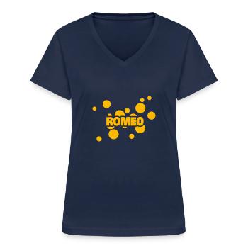 Gift for Romeo - Women's V-neck T-shirt - navy - Front - Lela (165cm)