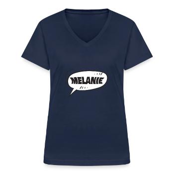 Melanie Melanie - Women's V-neck T-shirt - navy - Front - Lela (165cm)