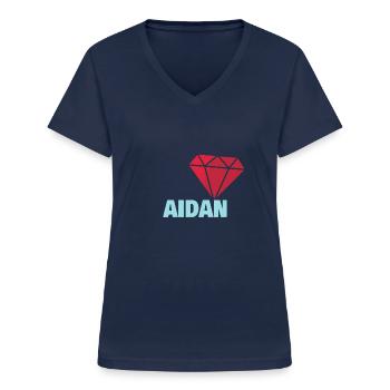Edel Aidan - Frauen-T-Shirt mit V-Ausschnitt - Navy - Vorne - Lela (165cm)