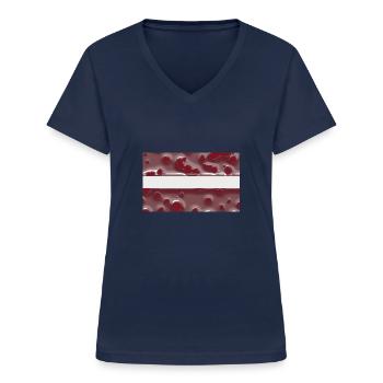 Drapeau Lettonie - T-shirt col V Femme - marine - Devant - Lela (165cm)