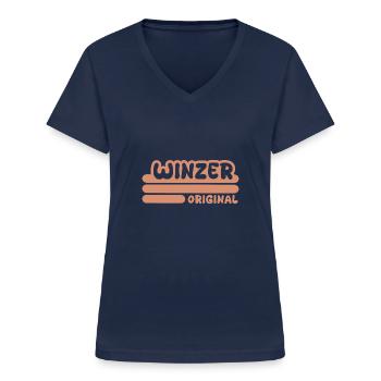 Profession: Winemaker - Women's V-neck T-shirt - navy - Front - Lela (165cm)