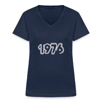 Jahreszahl 1976 - Frauen-T-Shirt mit V-Ausschnitt - Navy - Vorne - Lela (165cm)