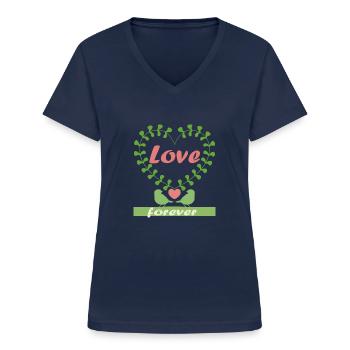 voor altijd liefhebben - Vrouwen T-shirt met V-hals - navy - Voor - Lela (165cm)