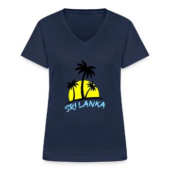 Sri Lanka - T-shirt col V Femme - marine - Devant - Lela (165cm)