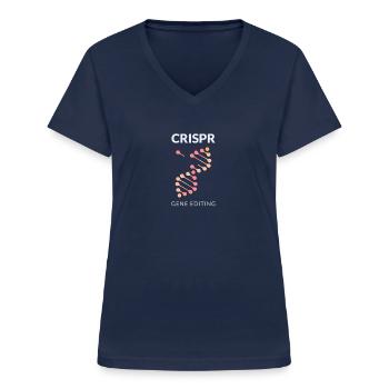 CRISPR - Frauen-T-Shirt mit V-Ausschnitt - Navy - Vorne - Lela (165cm)