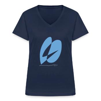 Le dessin abstrait les gouttes de pluie amoureuses - T-shirt col V Femme - marine - Devant - Lela (165cm)