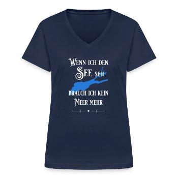Bodensee - Frauen-T-Shirt mit V-Ausschnitt - Navy - Vorne - Lela (165cm)