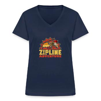 Ziplining Wald Hobby Seilrutschen Freizeit Berge - Frauen-T-Shirt mit V-Ausschnitt - Navy - Vorne - Lela (165cm)