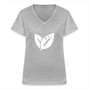 Hoja Ecología - Camiseta de mujer con cuello de pico - gris jaspeado - delante - Lela (165cm)