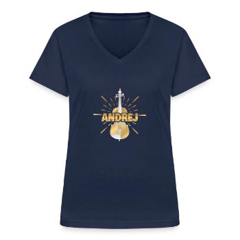 Gift for Andrej - Women's V-neck T-shirt - navy - Front - Lela (165cm)