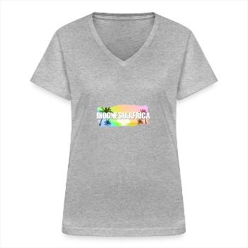 Indonésie - T-shirt col V Femme - gris chiné - Devant - Lela (165cm)