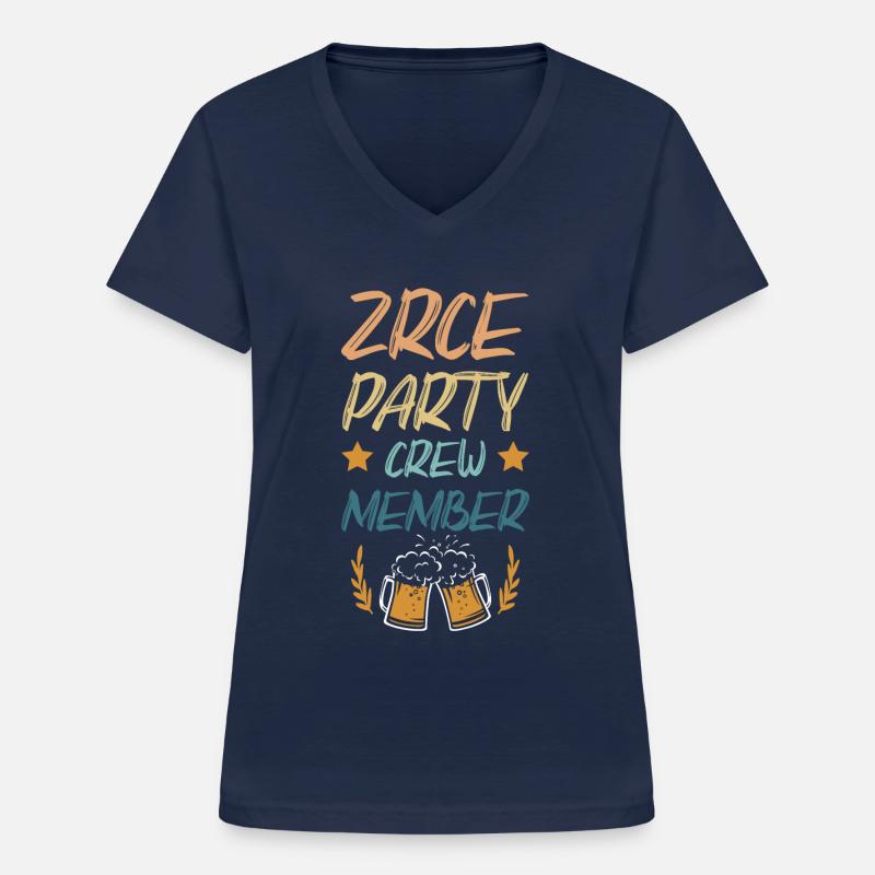 Zrce Party Crew - Maglietta da donna con scollo a V - navy