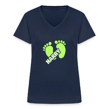 Geburt Harry - Frauen-T-Shirt mit V-Ausschnitt - Navy - Vorne - Lela (165cm)