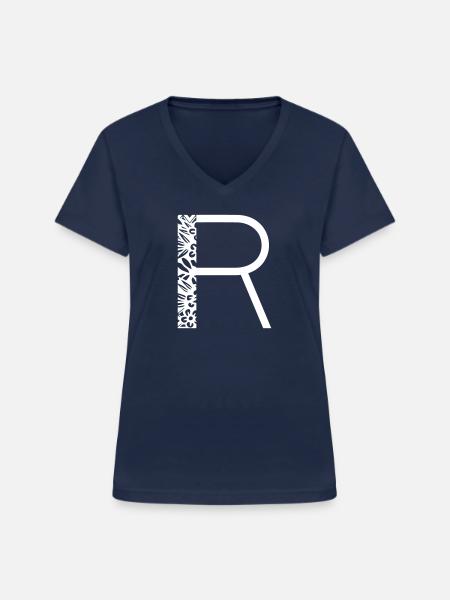 Buchstabe R - Frauen-T-Shirt mit V-Ausschnitt - Navy