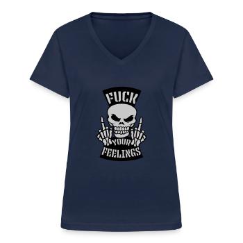 fuck your feelings citation - T-shirt col V Femme - marine - Devant - Lela (165cm)