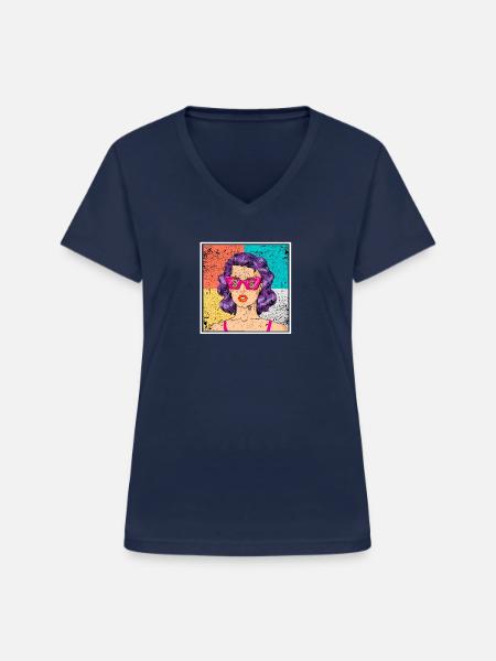 Pop art femmes hustler - T-shirt col V Femme - marine