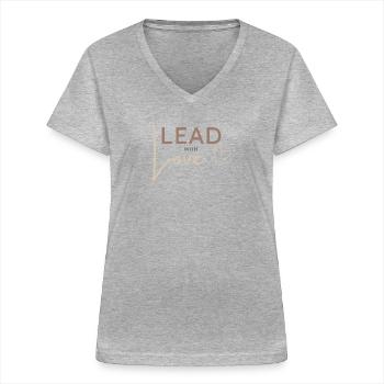 Lead with love - Female leadership - Women's V-neck T-shirt - sports grey - Front - Lela (165cm)