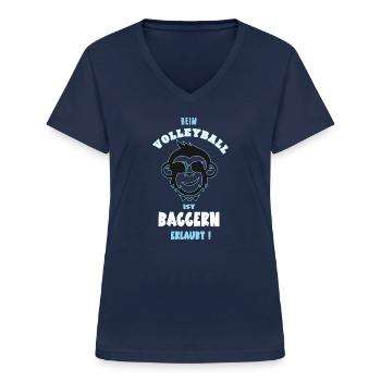 Volleyball Spruch Volleyballer Volleyballfan Vball - Frauen-T-Shirt mit V-Ausschnitt - Navy - Vorne - Lela (165cm)