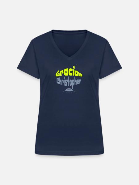 Gracias Christopher - Frauen-T-Shirt mit V-Ausschnitt - Navy