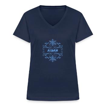 Geschenk für Aidan - Frauen-T-Shirt mit V-Ausschnitt - Navy - Vorne - Lela (165cm)