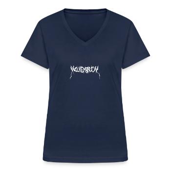 Wolkenbruch Black Metal - Frauen-T-Shirt mit V-Ausschnitt - Navy - Vorne - Lela (165cm)