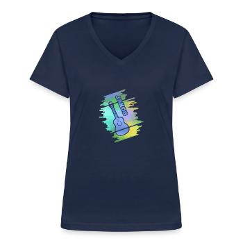 Cadeau pour Jakob - T-shirt col V Femme - marine - Devant - Lela (165cm)