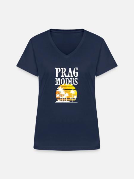 Prag Modus - Frauen-T-Shirt mit V-Ausschnitt - Navy