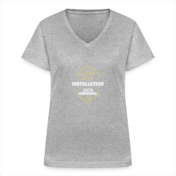 Plumber as work - Women's V-neck T-shirt - sports grey - Front - Lela (165cm)