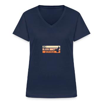 Taubenzüchter Brieftaube Tauben - Frauen-T-Shirt mit V-Ausschnitt - Navy - Vorne - Lela (165cm)