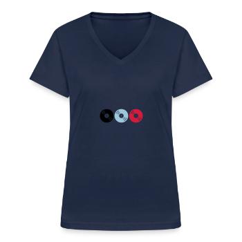 enregistrements 02 - T-shirt col V Femme - marine - Devant - Lela (165cm)