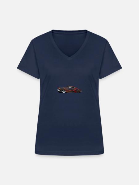 old american hot rod muscle car 230 - Women's V-neck T-shirt - navy