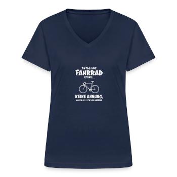 Fahrradfahrer Fahrradfahren Rennrad - Frauen-T-Shirt mit V-Ausschnitt - Navy - Vorne - Lela (165cm)