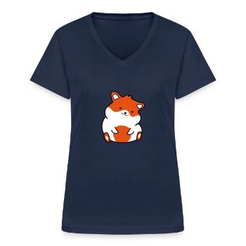 süßer hamster - Frauen-T-Shirt mit V-Ausschnitt - Navy - Vorne - Lela (165cm)
