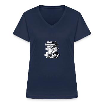 Anti Racism Phrases - Women's V-neck T-shirt - navy - Front - Lela (165cm)