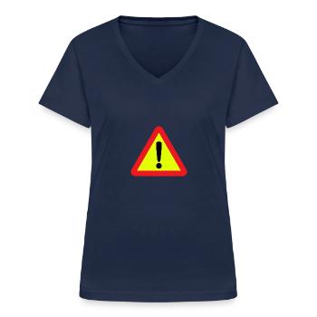 Warning - Women's V-neck T-shirt - navy - Front - Lela (165cm)