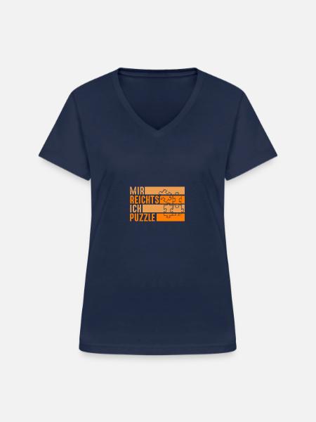 Puzzlefan Puzzler Puzzleteile Puzzle - Frauen-T-Shirt mit V-Ausschnitt - Navy